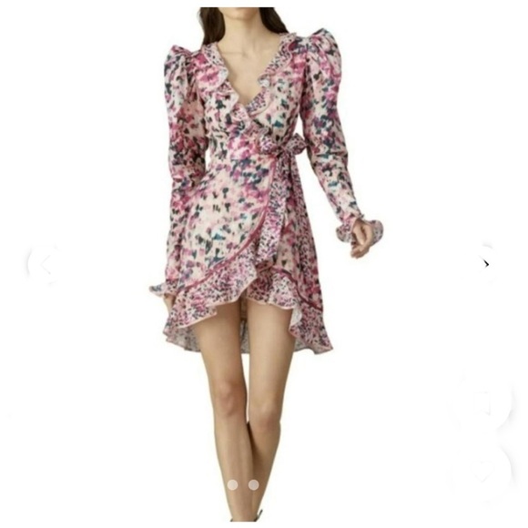 Rococo Sand MIMI Pastel Ruffled Wrap Mini Dress - Picture 1 of 8